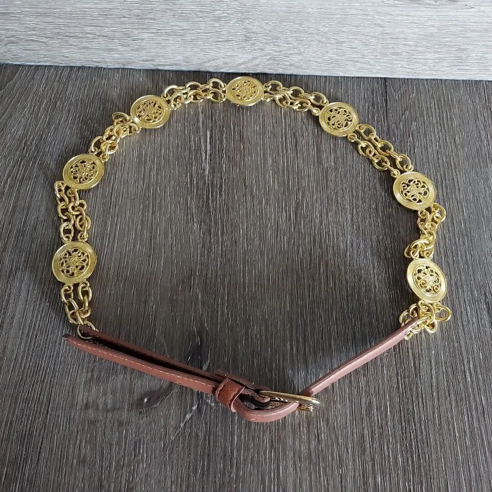 Vintage Brown Gold Tone Chain Belt 39.5